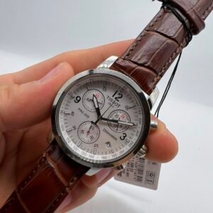 Tissot PRC 200 Chronograph 39mm - Aço Mostrador branco - COURO
