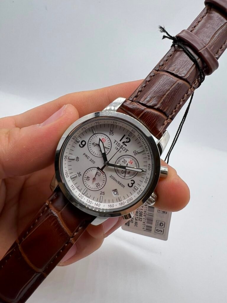 Tissot PRC 200 Chronograph 39mm - Aço Mostrador branco - COURO