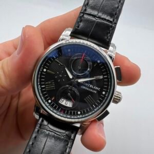 Montblanc Chronograph 49mm - AÇO MOSTRADOR PRETO - COURO