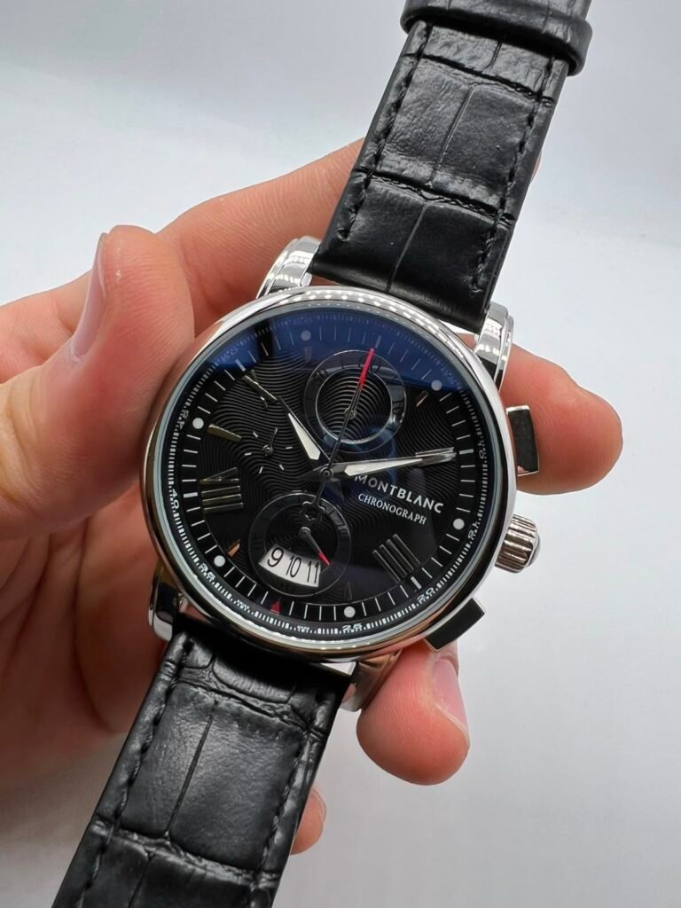 Montblanc Chronograph 49mm - AÇO MOSTRADOR PRETO - COURO