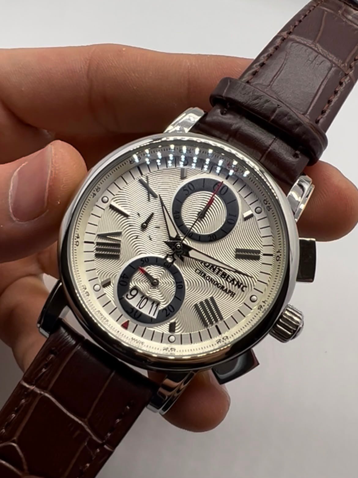 Montblanc Chronograph 49mm - AÇO MOSTRADOR BRANCO - COURO - Imagem 4