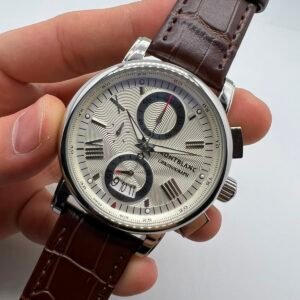 Montblanc Chronograph 49mm - AÇO MOSTRADOR BRANCO - COURO