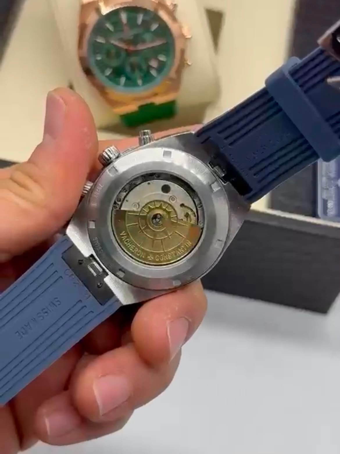 Vacheron Constantin 40mm - Aço mostrador azul pulseira silicone - Imagem 2