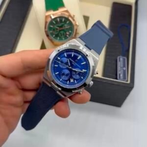 Vacheron Constantin 40mm - Aço mostrador azul pulseira silicone