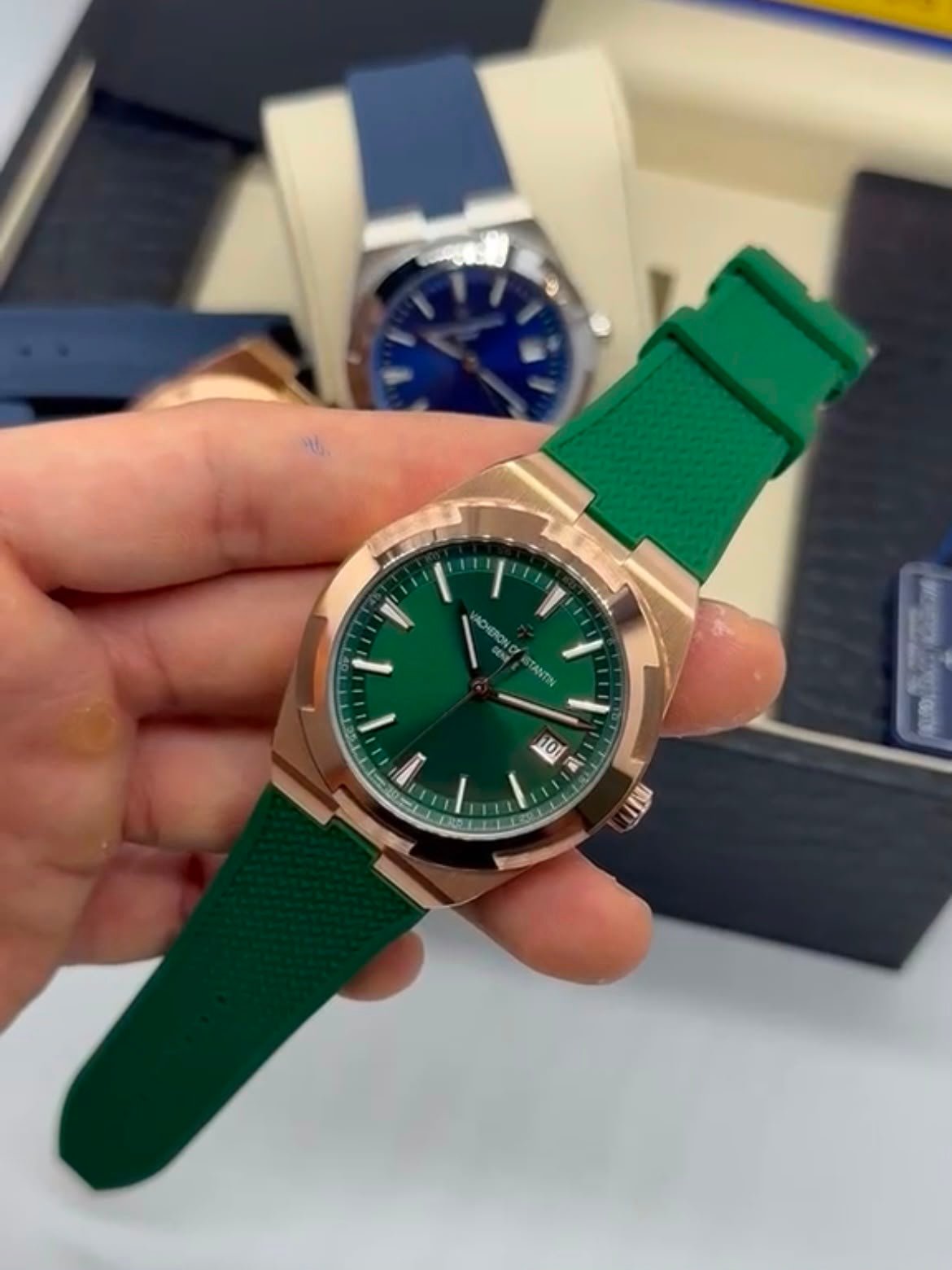 Vacheron Constantin 40mm - Aço mostrador verde pulseira silicone