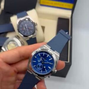 Vacheron Constantin 40mm - Aço mostrador azul pulseira silicone