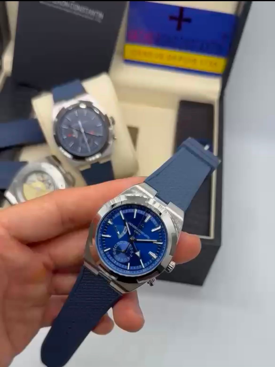 Vacheron Constantin 40mm - Aço mostrador azul pulseira silicone
