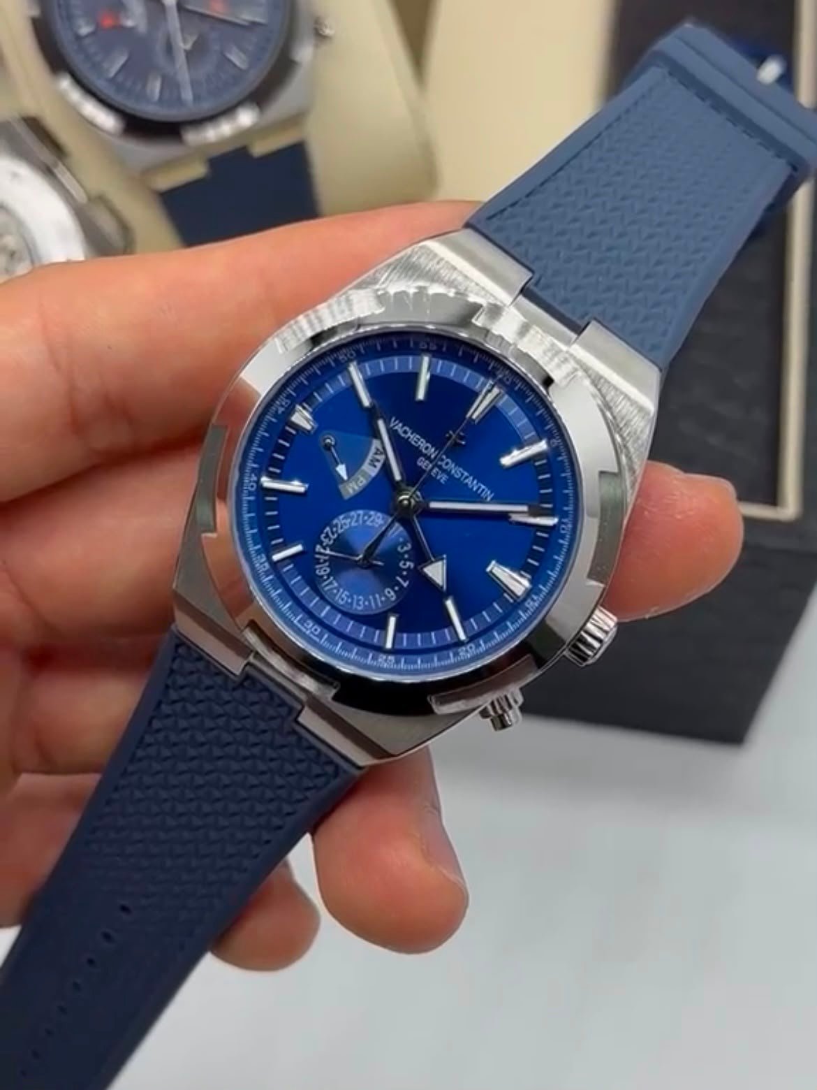 Vacheron Constantin 40mm - Aço mostrador azul pulseira silicone - Imagem 5