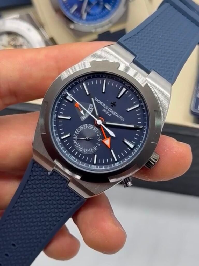 Vacheron Constantin 40mm - Aço mostrador azul pulseira silicone