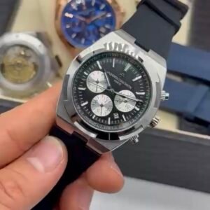 Vacheron Constantin 40mm - Aço mostrador Preto pulseira silicone