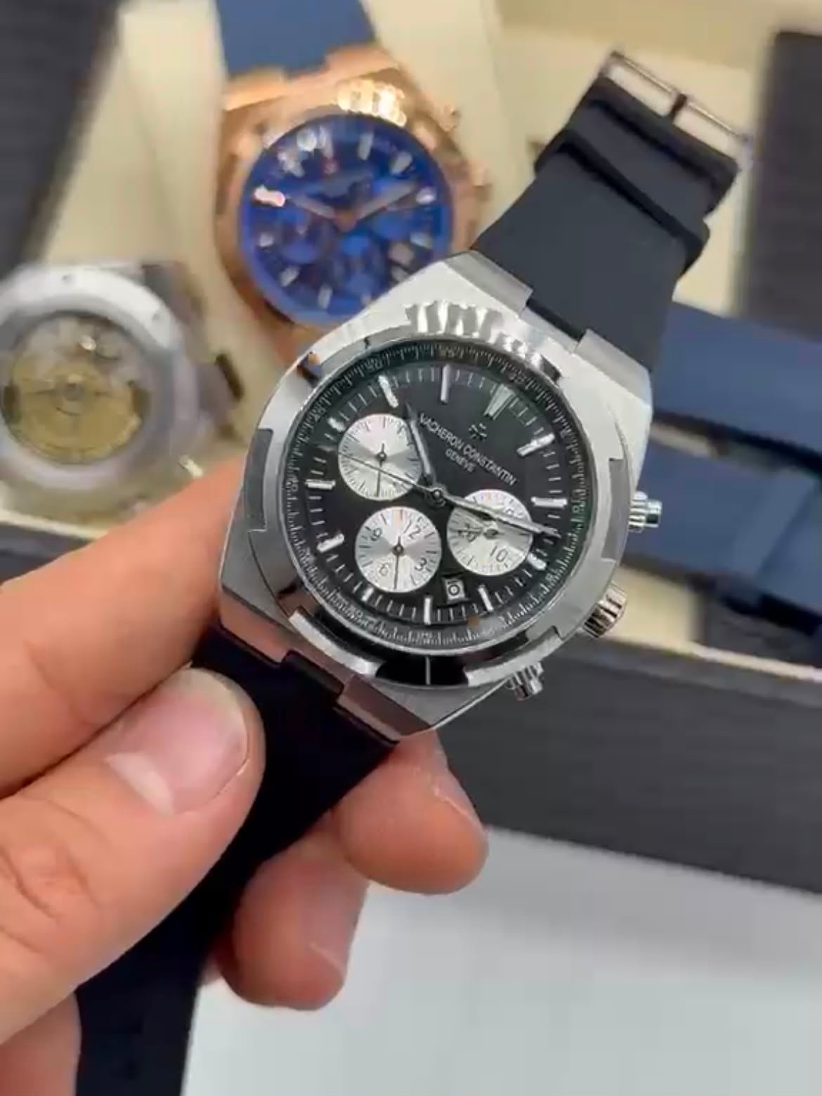 Vacheron Constantin 40mm - Aço mostrador Preto pulseira silicone