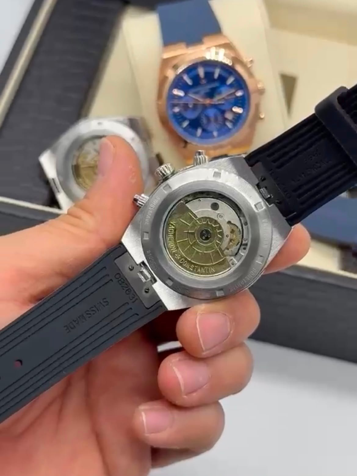 Vacheron Constantin 40mm - Aço mostrador Preto pulseira silicone - Imagem 3