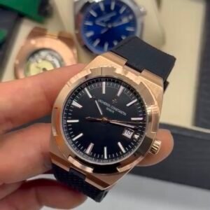 Vacheron Constantin 40mm - Aço mostrador preto pulseira silicone