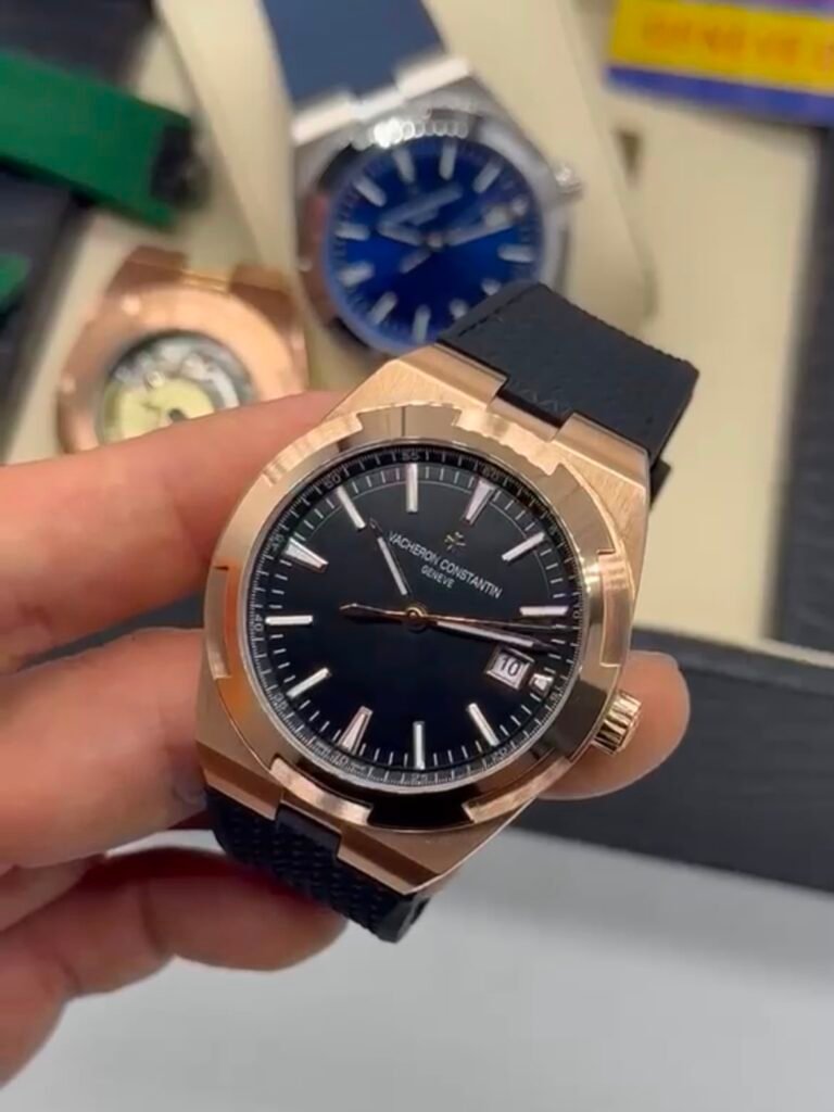Vacheron Constantin 40mm - Aço mostrador preto pulseira silicone