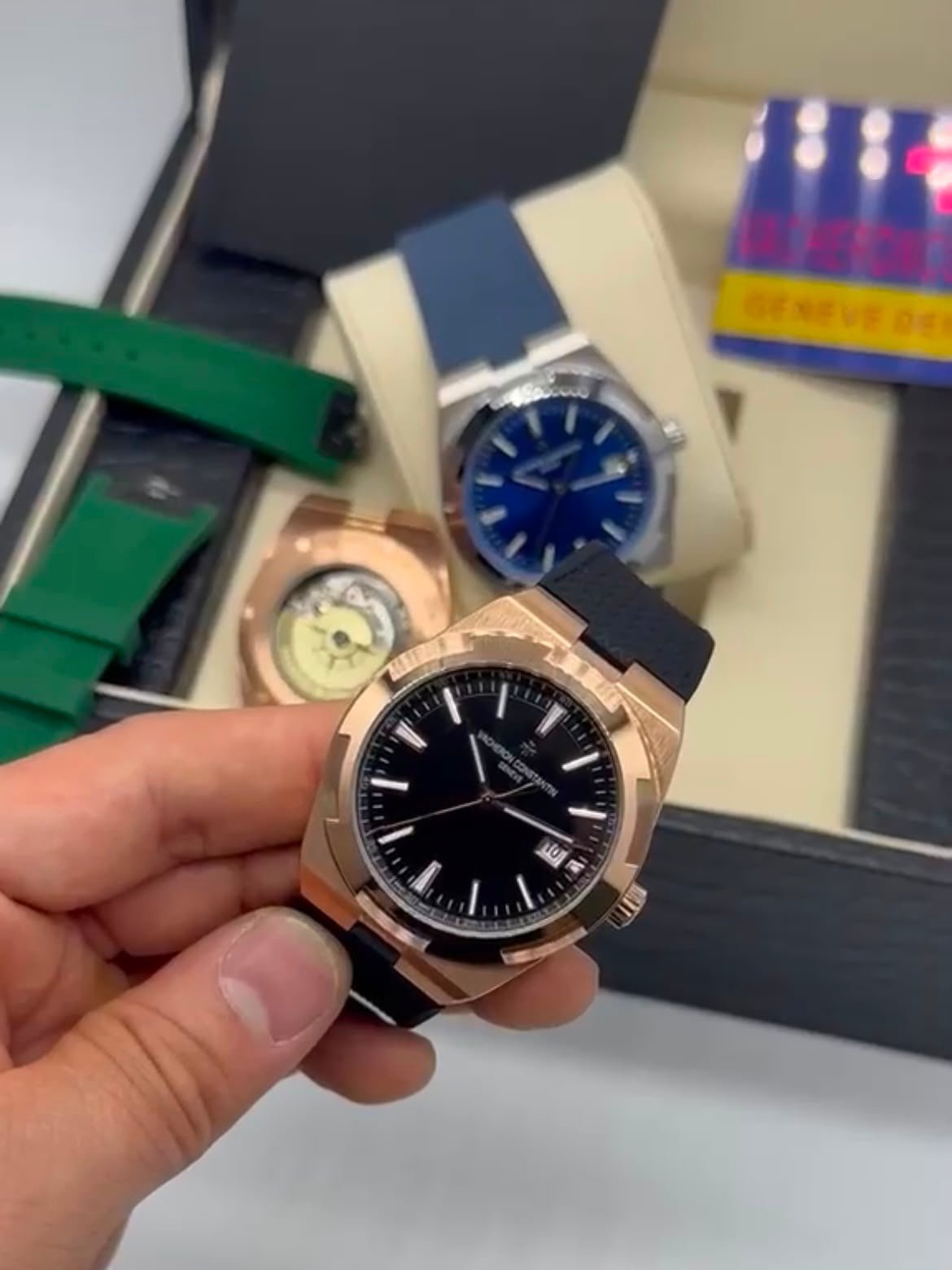 Vacheron Constantin 40mm - Aço mostrador preto pulseira silicone - Imagem 4