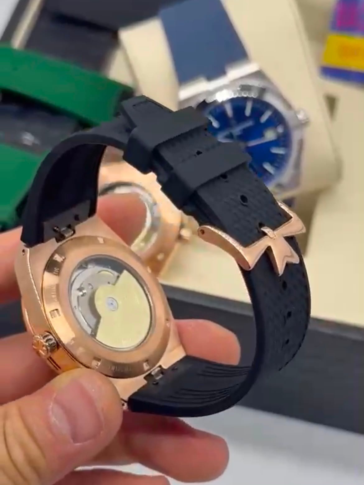 Vacheron Constantin 40mm - Aço mostrador preto pulseira silicone - Imagem 5