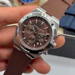 Vacheron Constantin 40mm - Aço mostrador marrom pulseira silicone