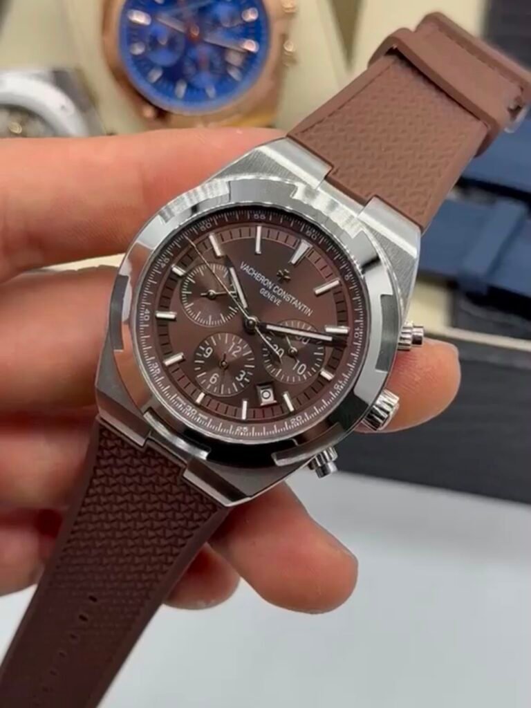 Vacheron Constantin 40mm - Aço mostrador marrom pulseira silicone