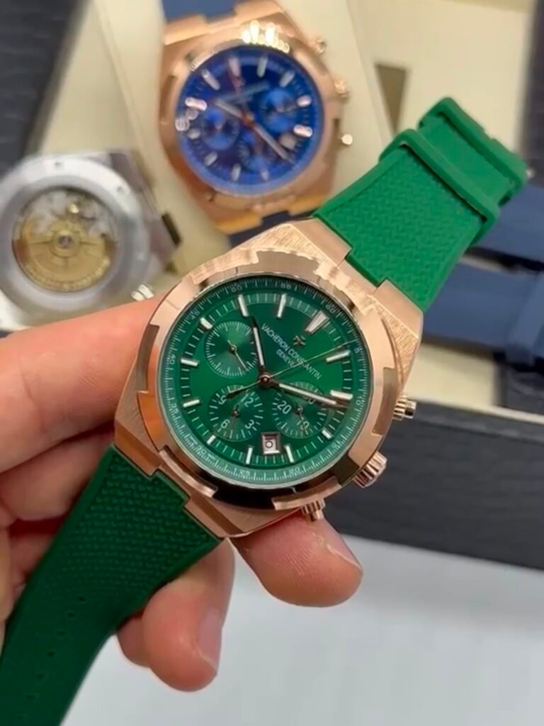 Vacheron Constantin 40mm - Aço mostrador verde pulseira silicone
