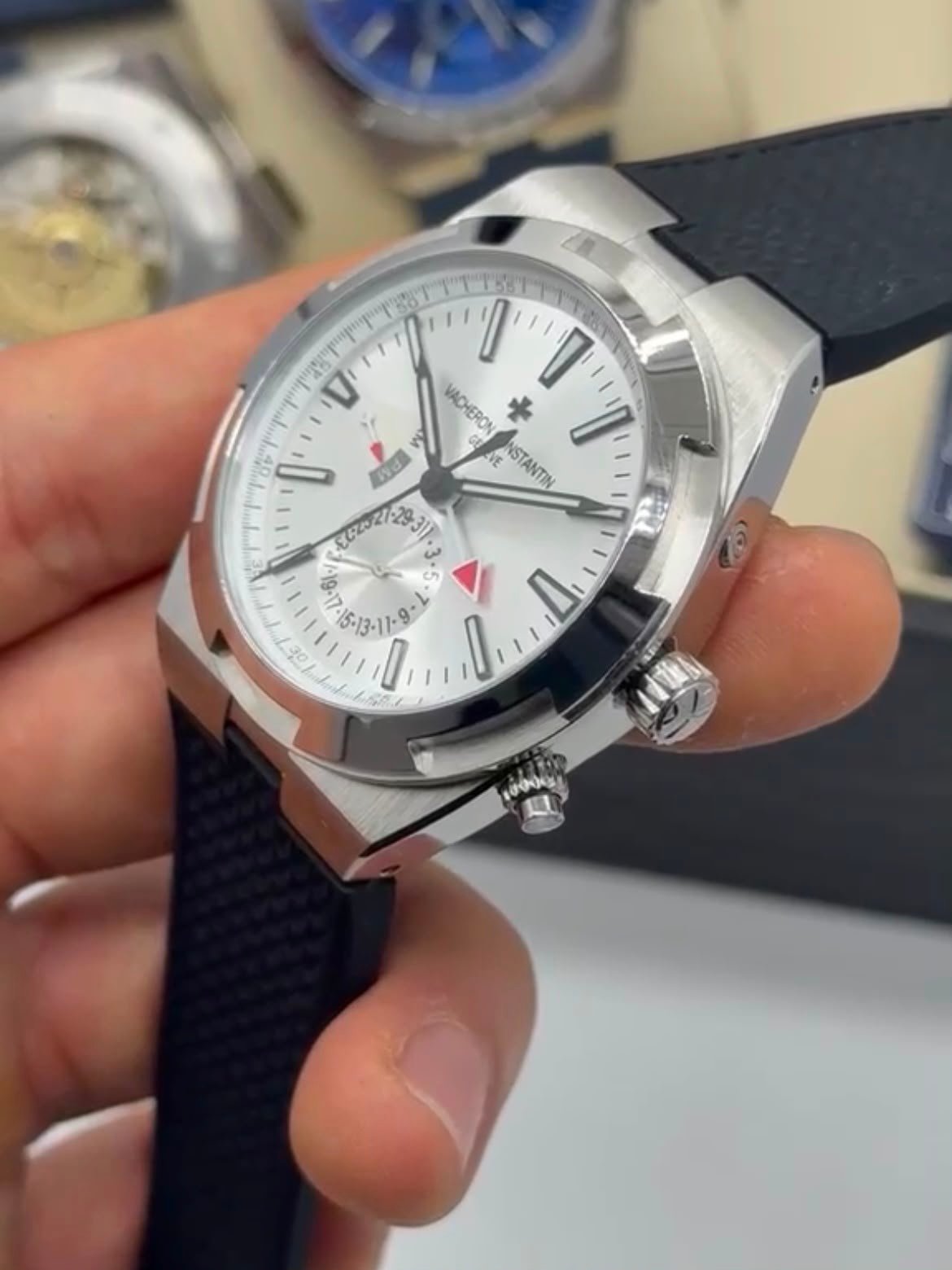 Vacheron Constantin 40mm - Aço prata mostrador branco pulseira silicone - Imagem 3