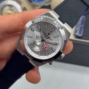 Vacheron Constantin 40mm - Aço prata mostrador branco pulseira silicone