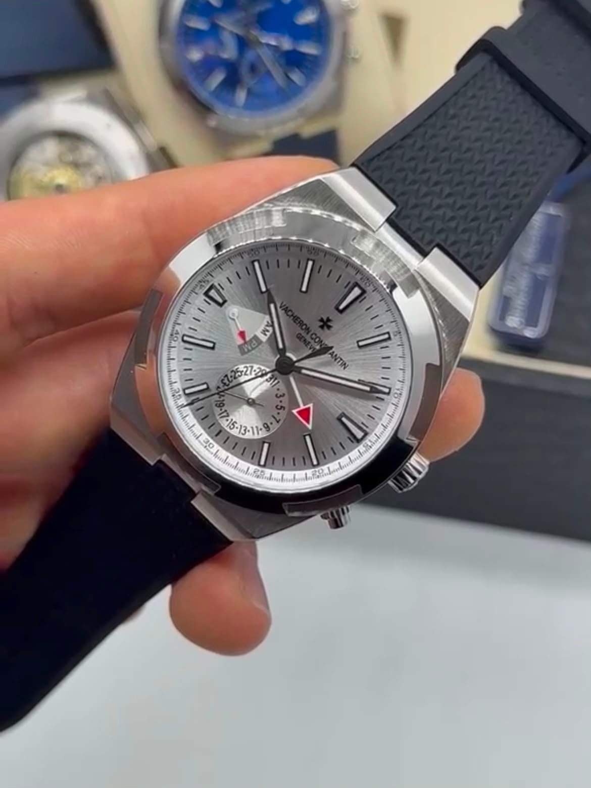 Vacheron Constantin 40mm - Aço prata mostrador branco pulseira silicone