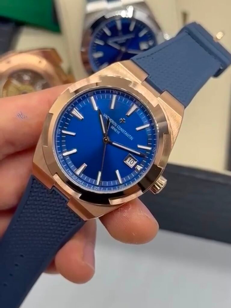Vacheron Constantin 40mm - Aço dourado mostrador azul pulseira silicone