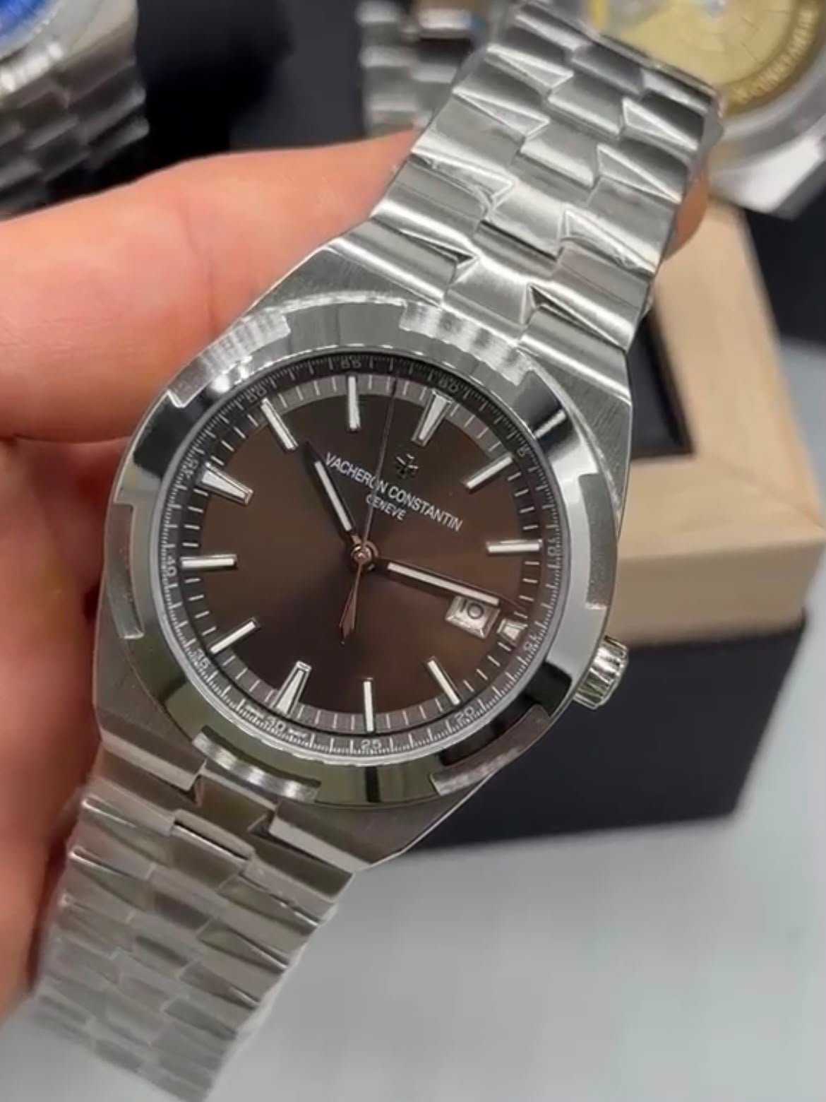Vacheron Constantin 40mm - Aço prata mostrador marrom