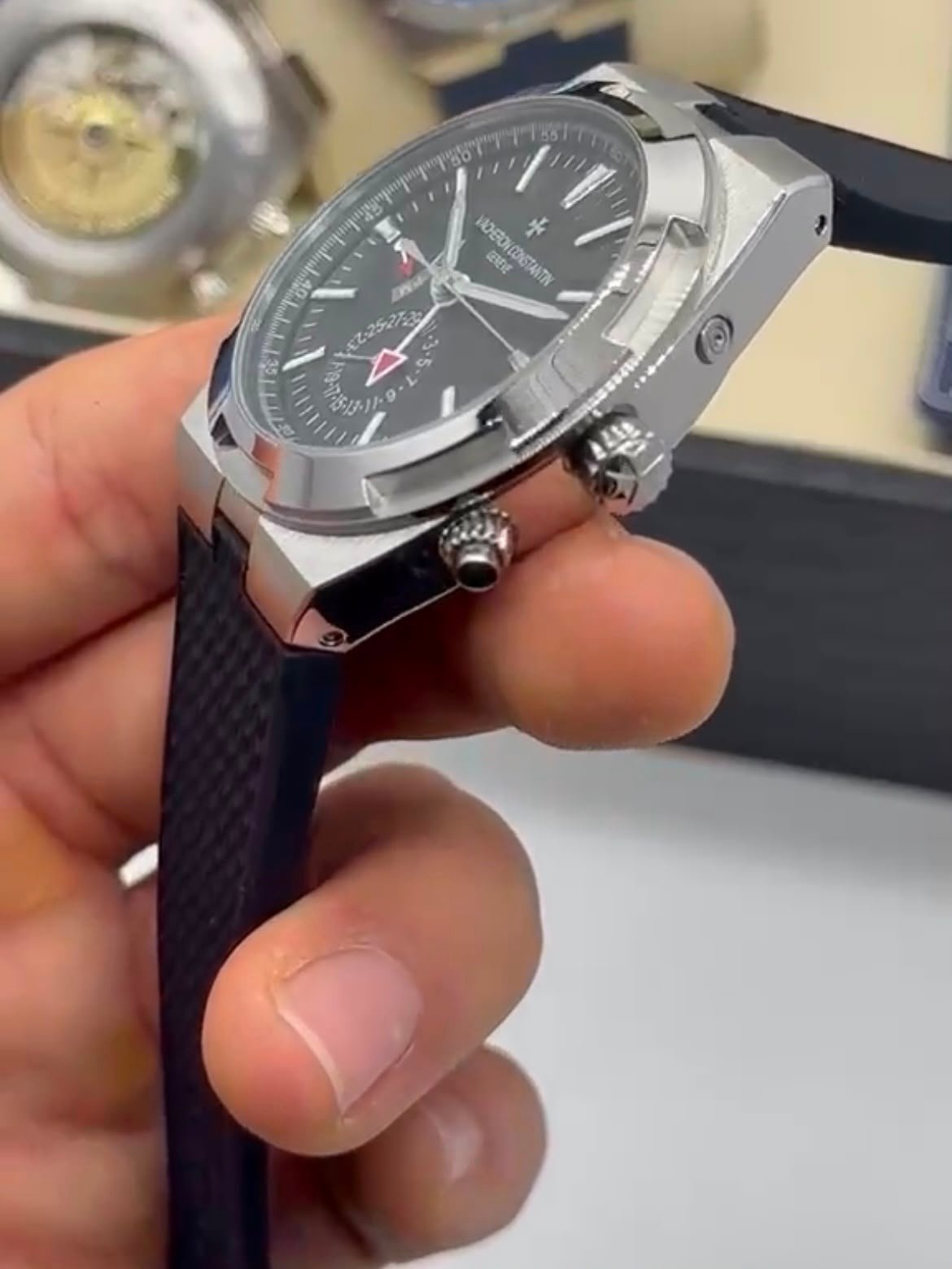 Vacheron Constantin 40mm - Aço prata mostrador preto pulseira silicone - Imagem 4