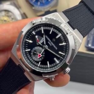 Vacheron Constantin 40mm - Aço prata mostrador preto pulseira silicone