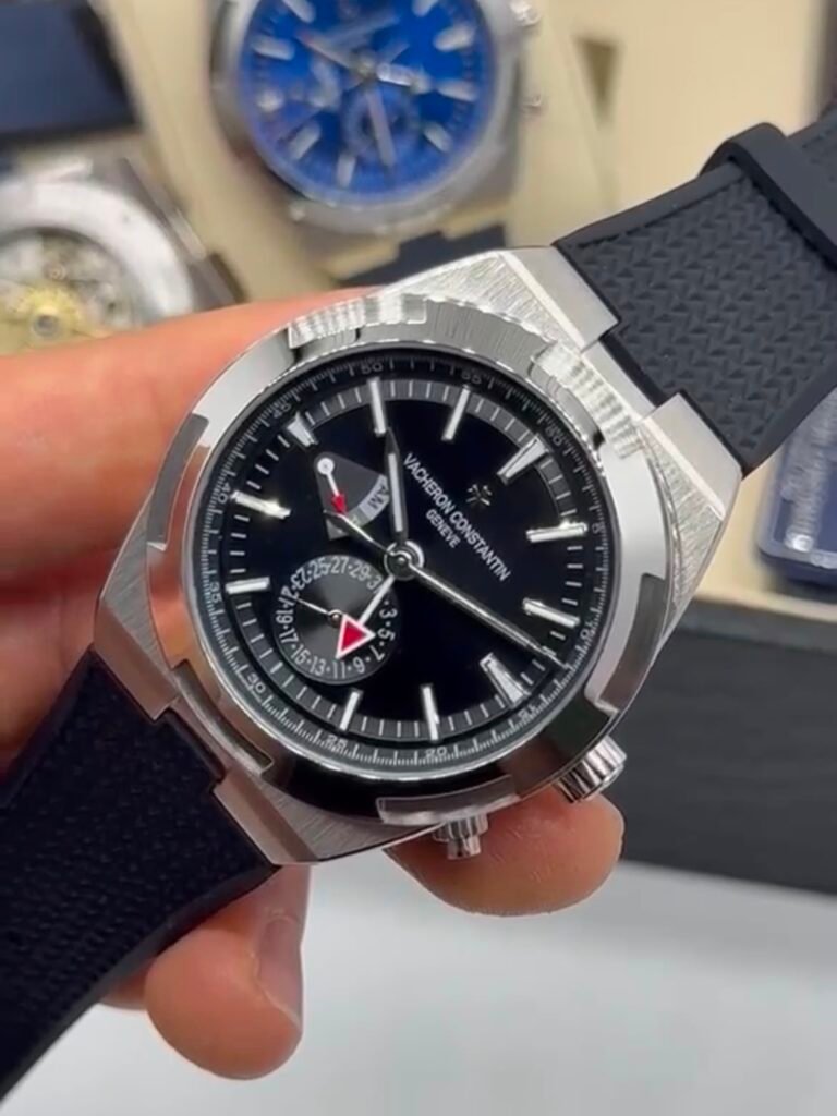 Vacheron Constantin 40mm - Aço prata mostrador preto pulseira silicone