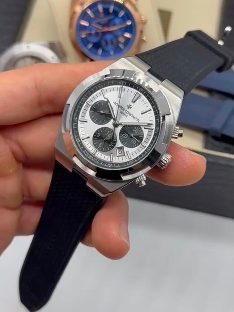 Vacheron Constantin 40mm - Aço prata mostrador branco pulseira silicone