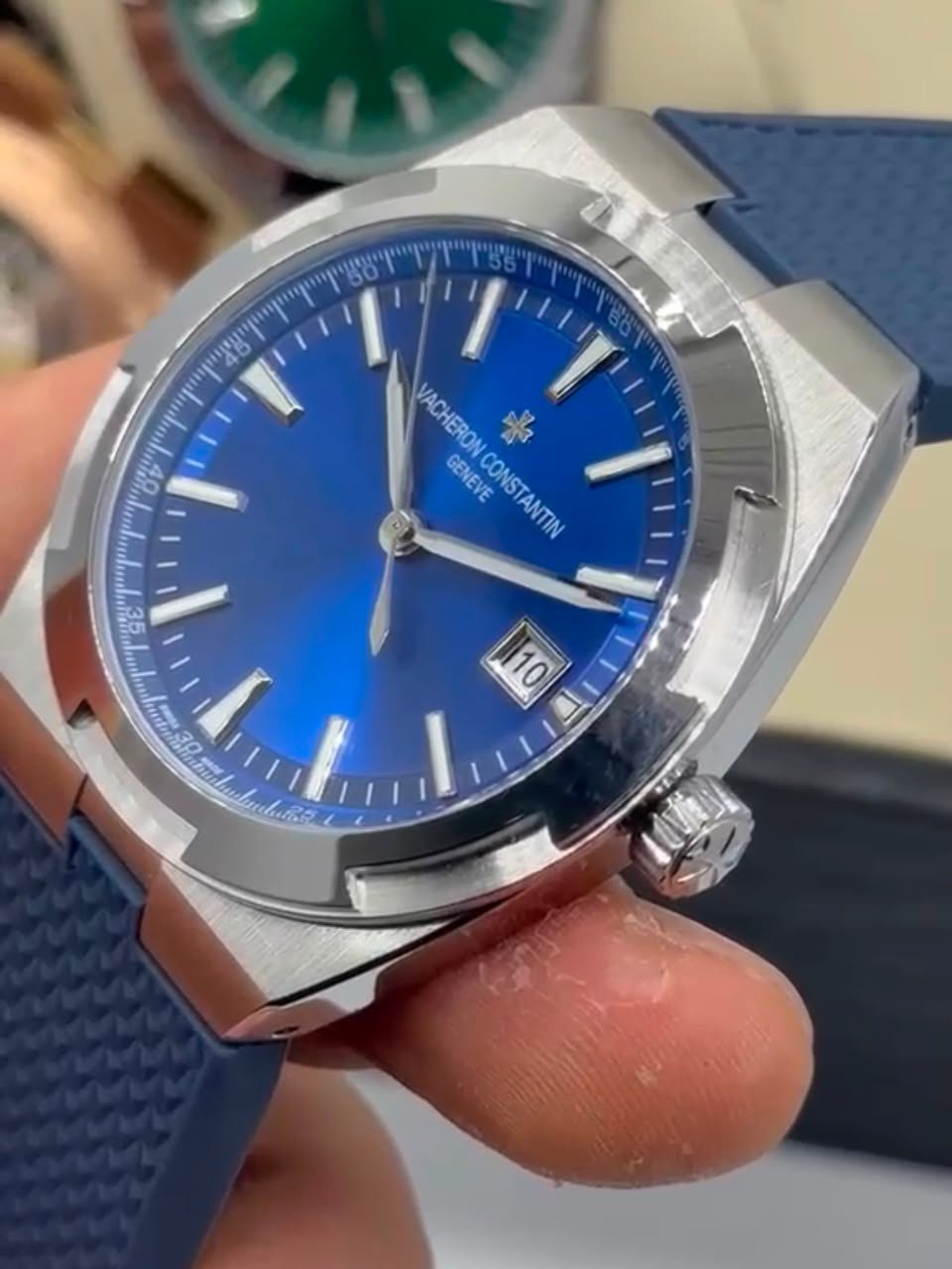Vacheron Constantin 40mm - Aço prata mostrador azul pulseira silicone - Imagem 3