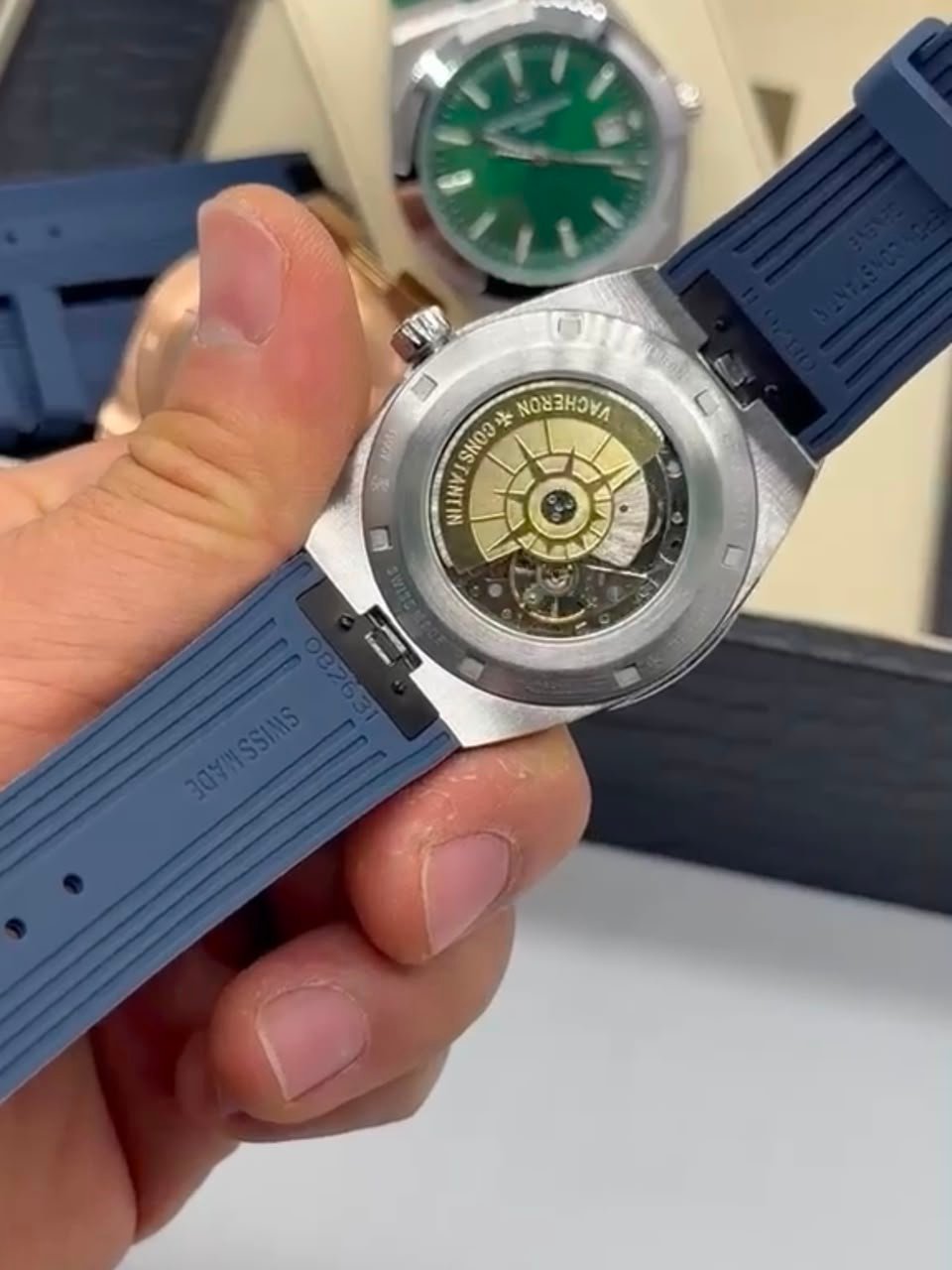 Vacheron Constantin 40mm - Aço prata mostrador azul pulseira silicone - Imagem 4