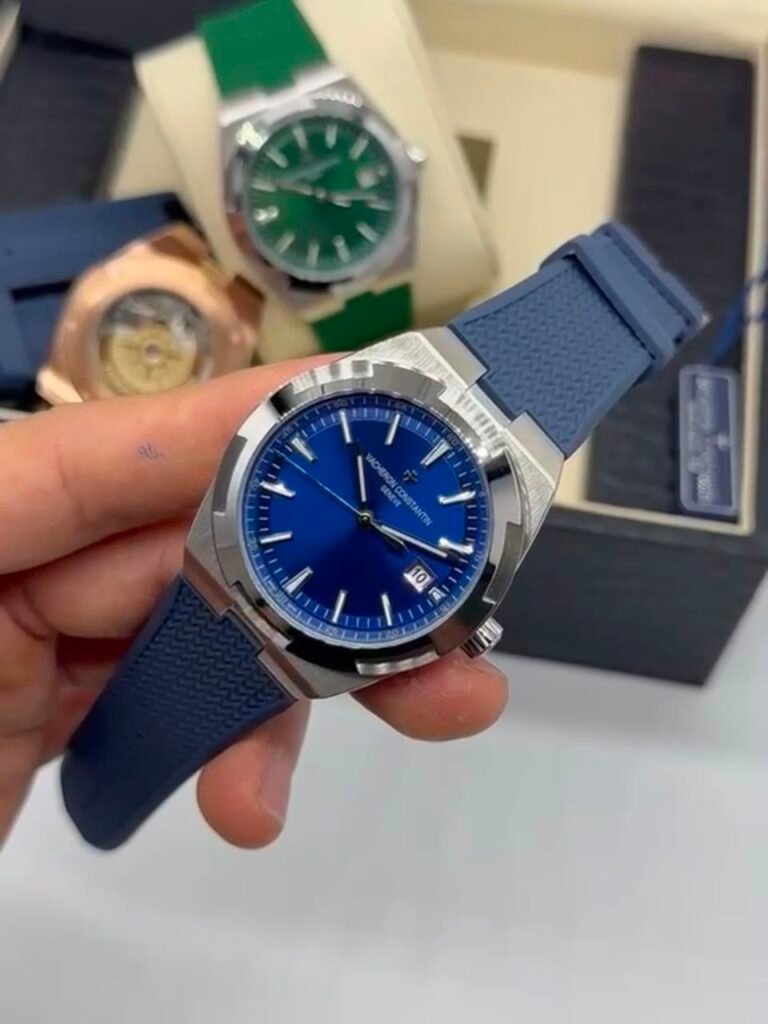 Vacheron Constantin 40mm - Aço prata mostrador azul pulseira silicone