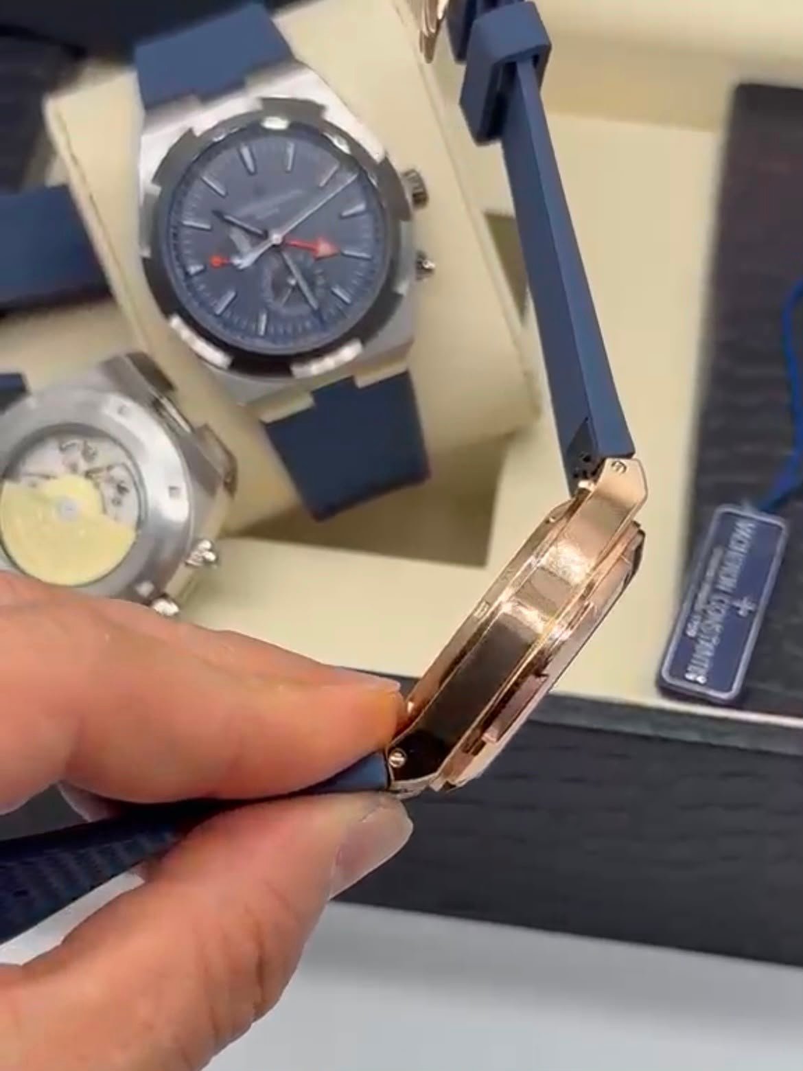 Vacheron Constantin 40mm - Aço rosê mostrador azul pulseira silicone - Imagem 2