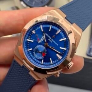 Vacheron Constantin 40mm - Aço rosê mostrador azul pulseira silicone
