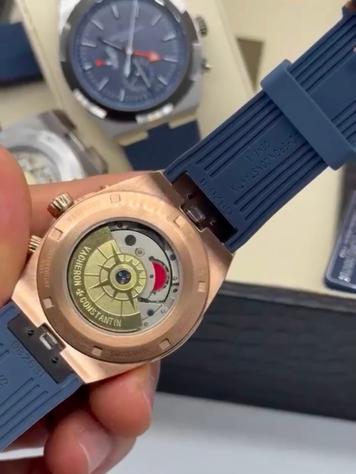 Vacheron Constantin 40mm - Aço rosê mostrador azul pulseira silicone - Imagem 5