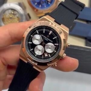 Vacheron Constantin 40mm - Aço mostrador preto pulseira silicone