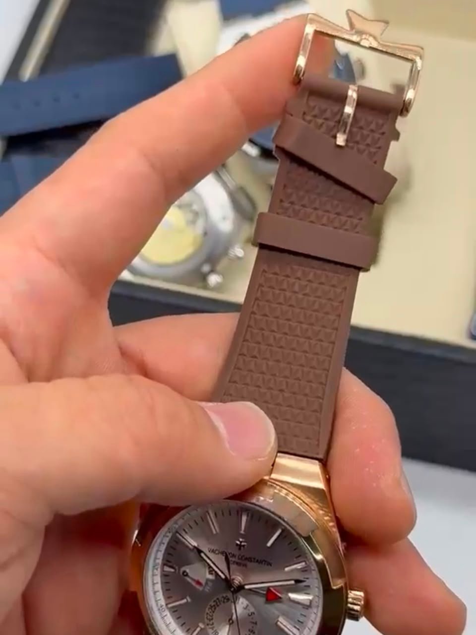 Vacheron Constantin 40mm - Aço mostrador prata pulseira silicone - Imagem 5