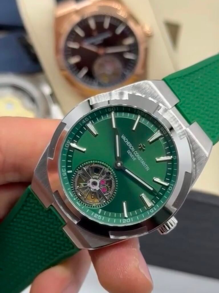 Vacheron Constantin 40mm - Aço mostrador verde pulseira silicone