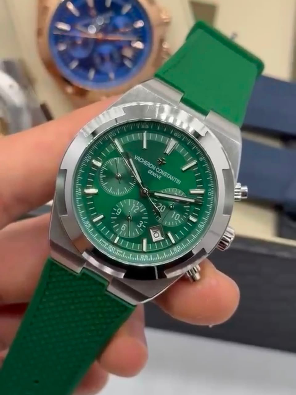 Vacheron Constantin 40mm - Aço mostrador verde pulseira silicone - Imagem 3