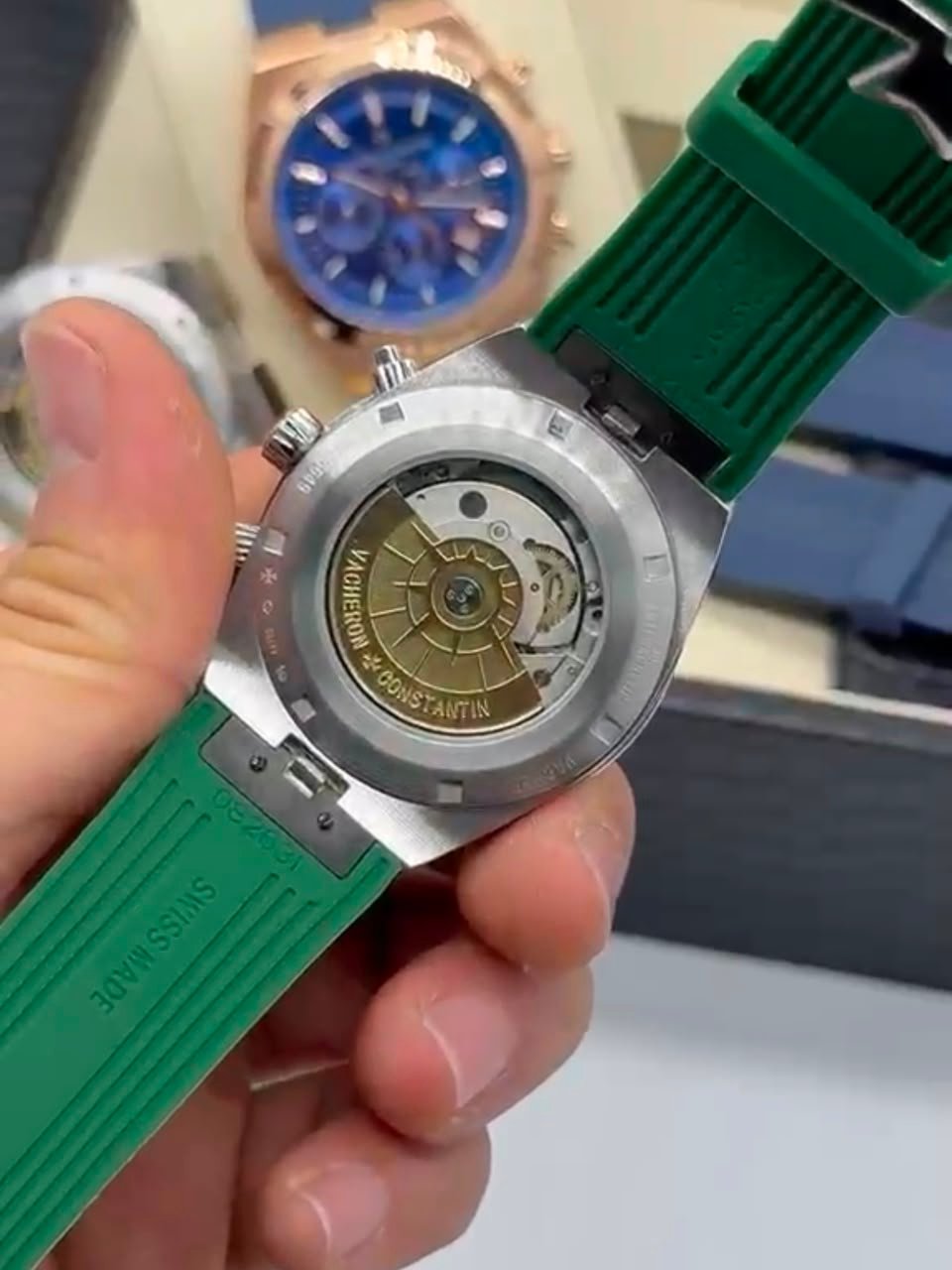 Vacheron Constantin 40mm - Aço mostrador verde pulseira silicone - Imagem 4