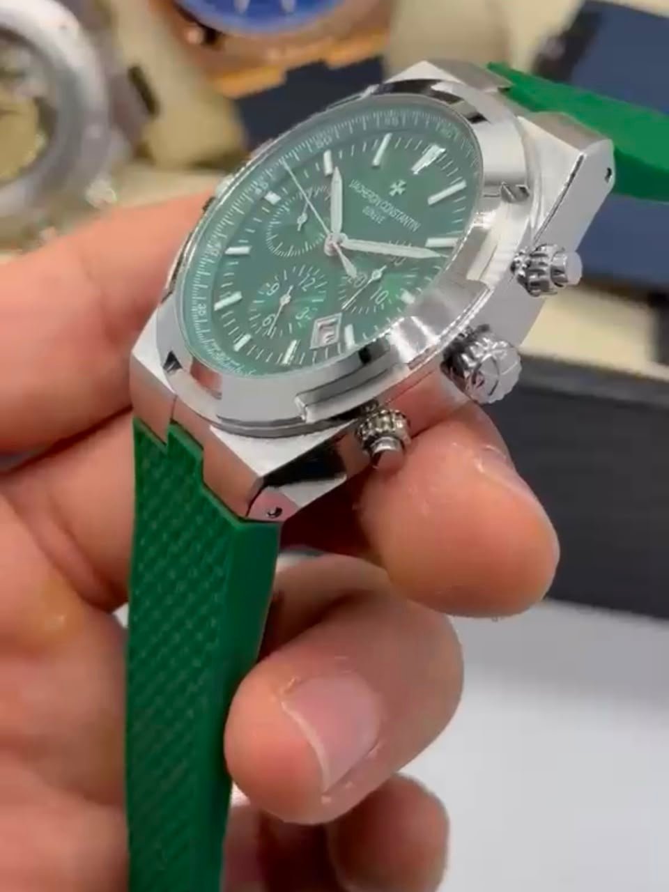 Vacheron Constantin 40mm - Aço mostrador verde pulseira silicone - Imagem 5