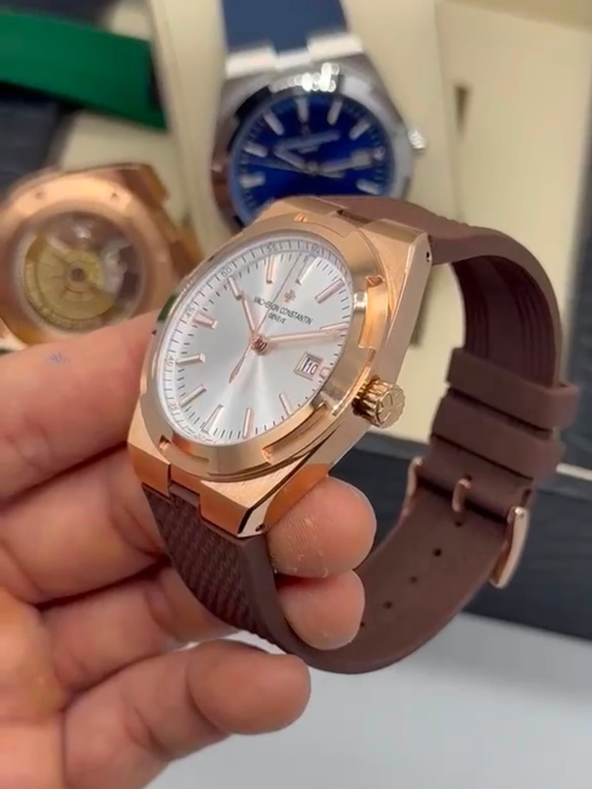 Vacheron Constantin 40mm - Aço mostrador prata pulseira silicone - Imagem 4