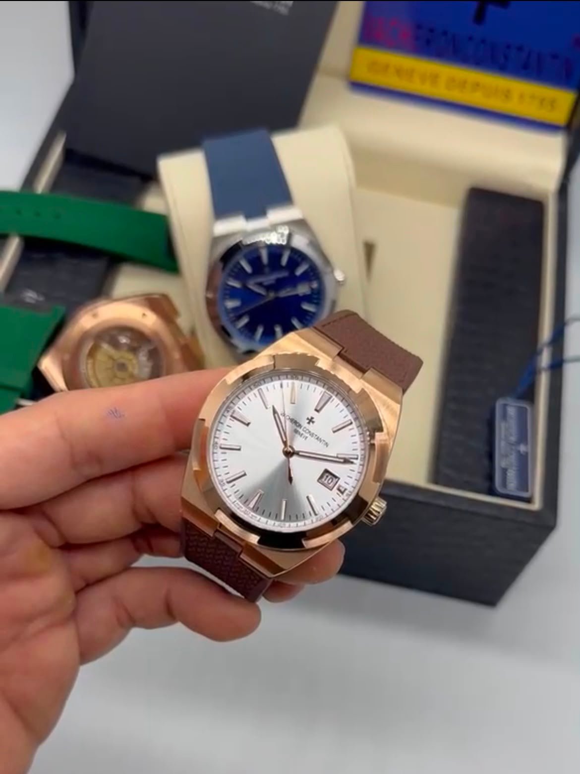 Vacheron Constantin 40mm - Aço mostrador prata pulseira silicone - Imagem 5