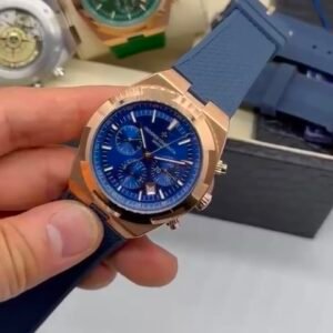 Vacheron Constantin 40mm - Aço mostrador azul pulseira silicone