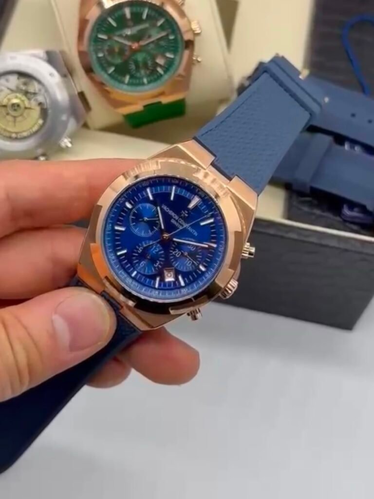 Vacheron Constantin 40mm - Aço mostrador azul pulseira silicone