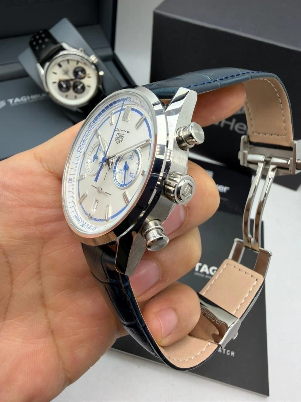 TAG Heuer Carrera 44mm - AÇO MOSTRADOR BRANCO - COURO - Imagem 3