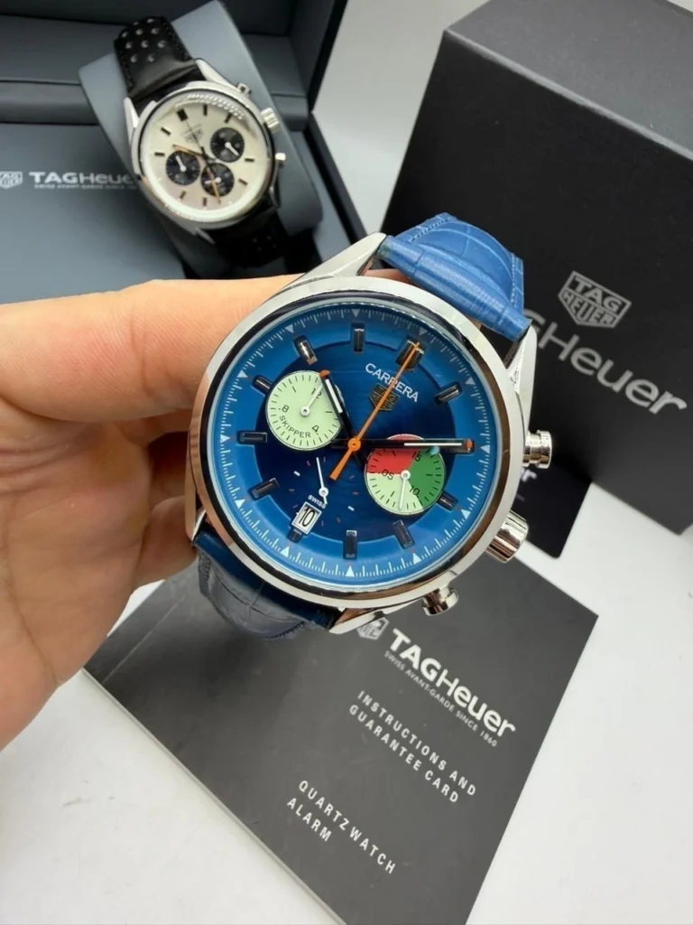 TAG Heuer Chrono Carrera 60 Th Anniversary 44mm - AÇO MOSTRADOR AZUL - COURO